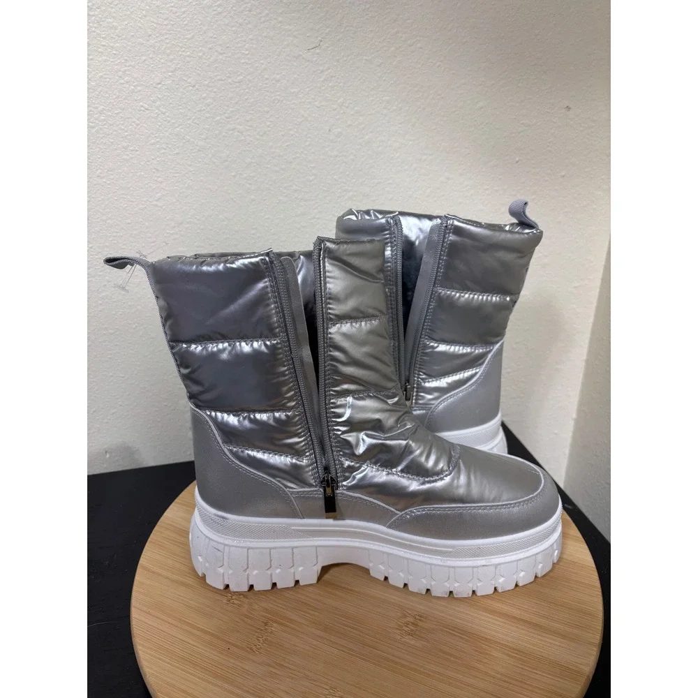 Dirty Laundry Dashh Puff Platform Bootie Size 8 Silver Metallic Quilted Puffer